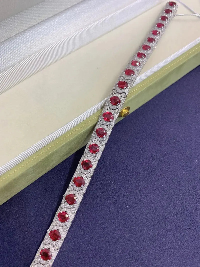 18K White Gold Ruby Bracelet - La Maison Val D'or