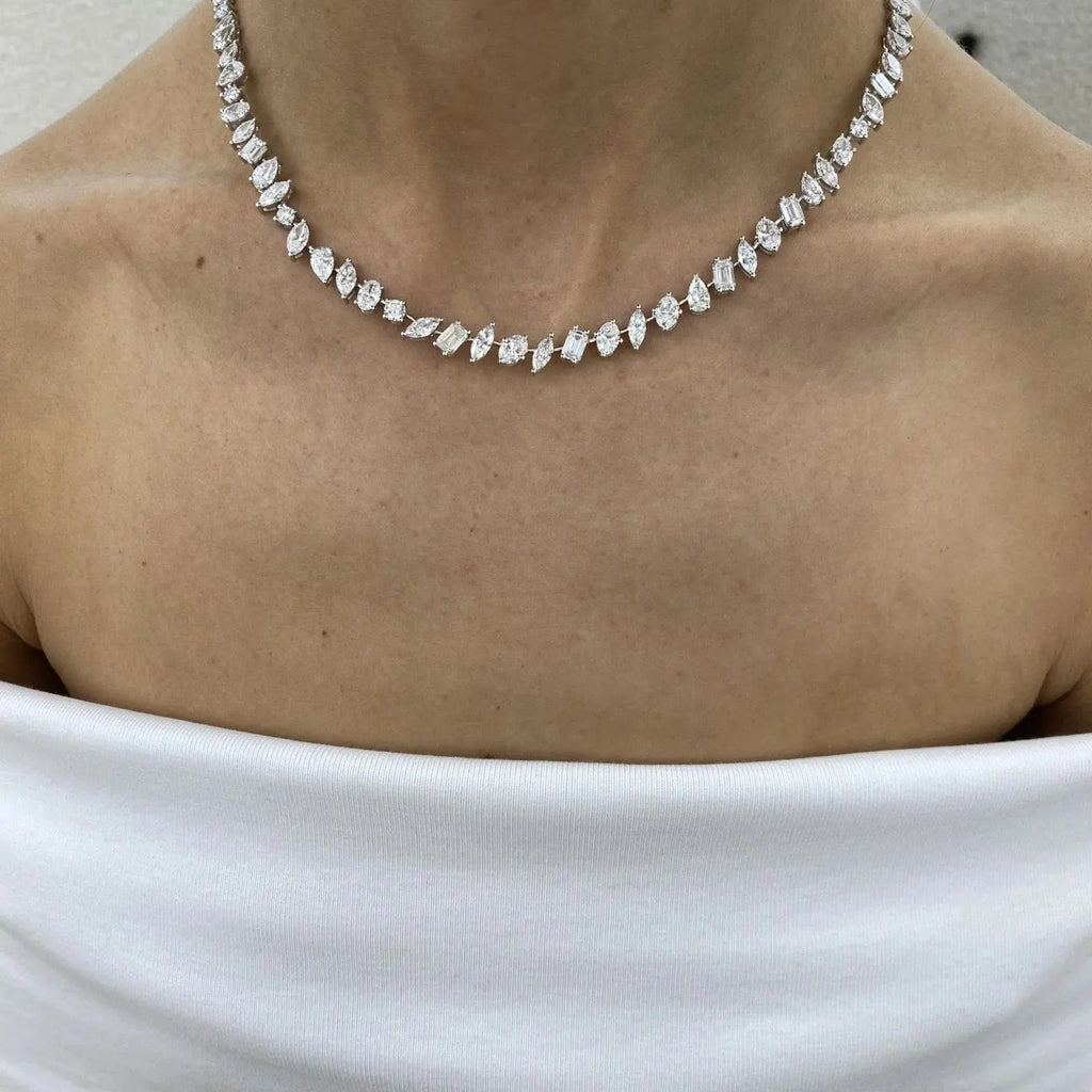 20ctw Platinum Diamond Tennis Necklace - La Maison Val D'or