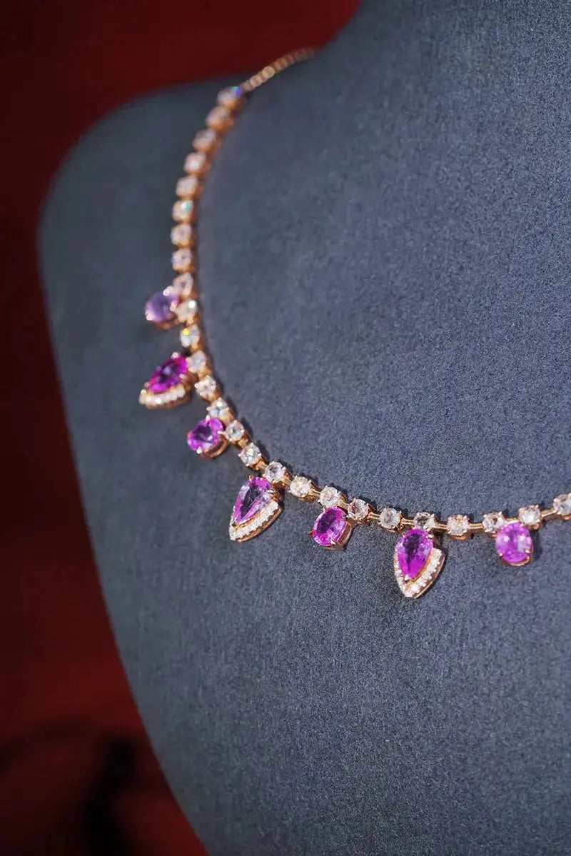 Rose Gold Sapphire Necklace - La Maison Val D'or