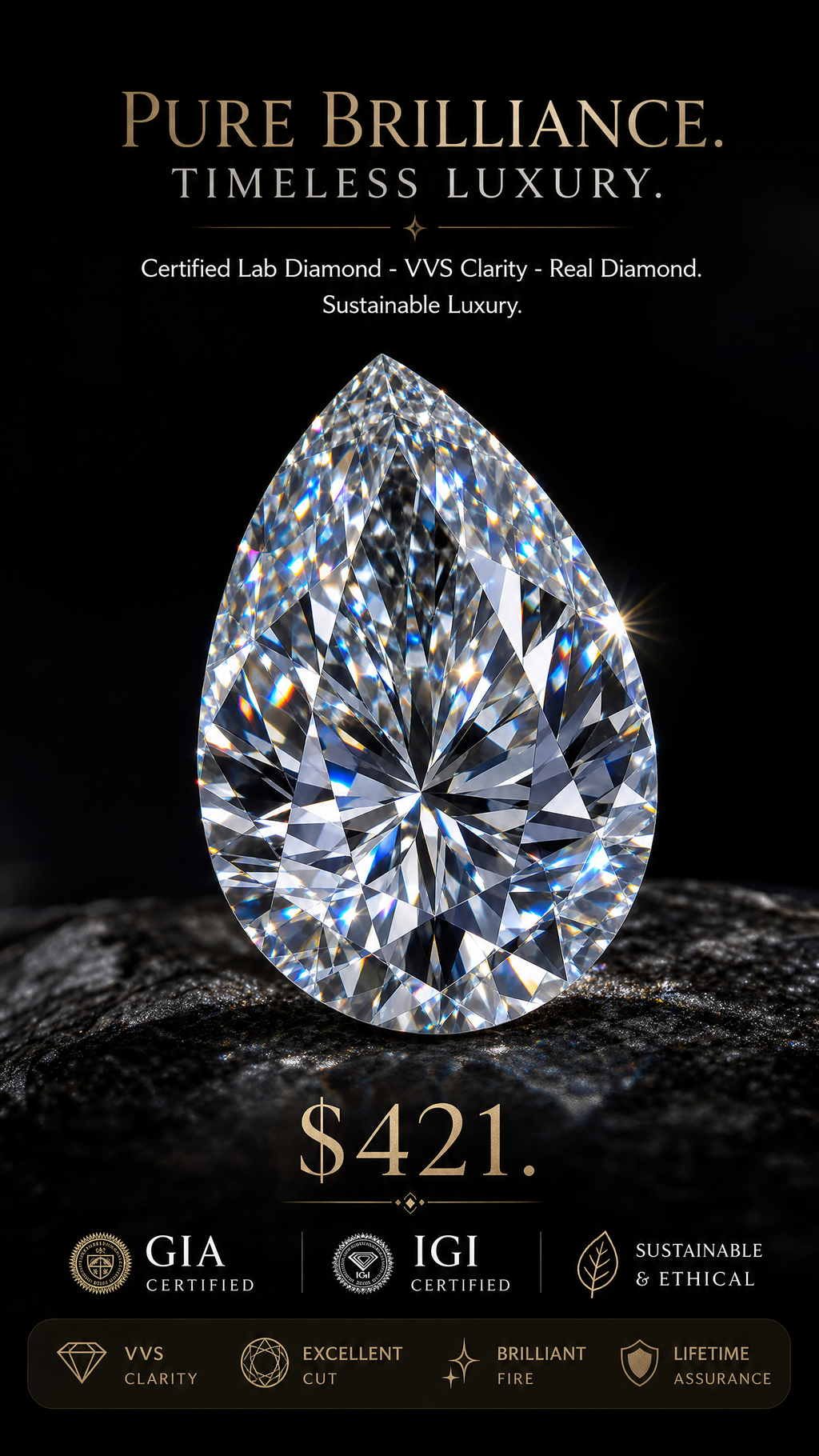 Certified Pear Lab Diamond La Maison Val D'or