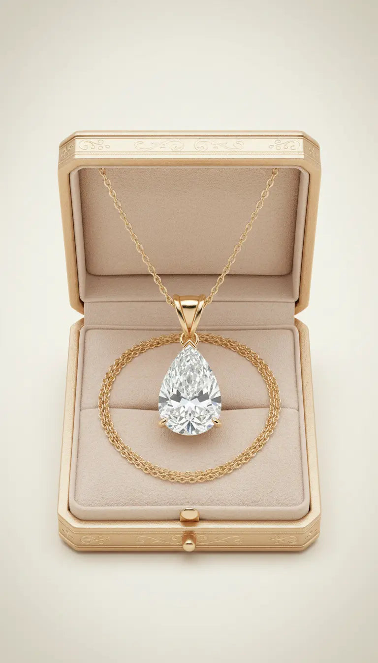 Pear-cut diamond pendant in regal gold La Maison Val D'or