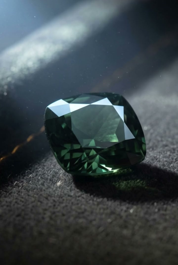 The alexandrite under cold daylight, framed for a phone.